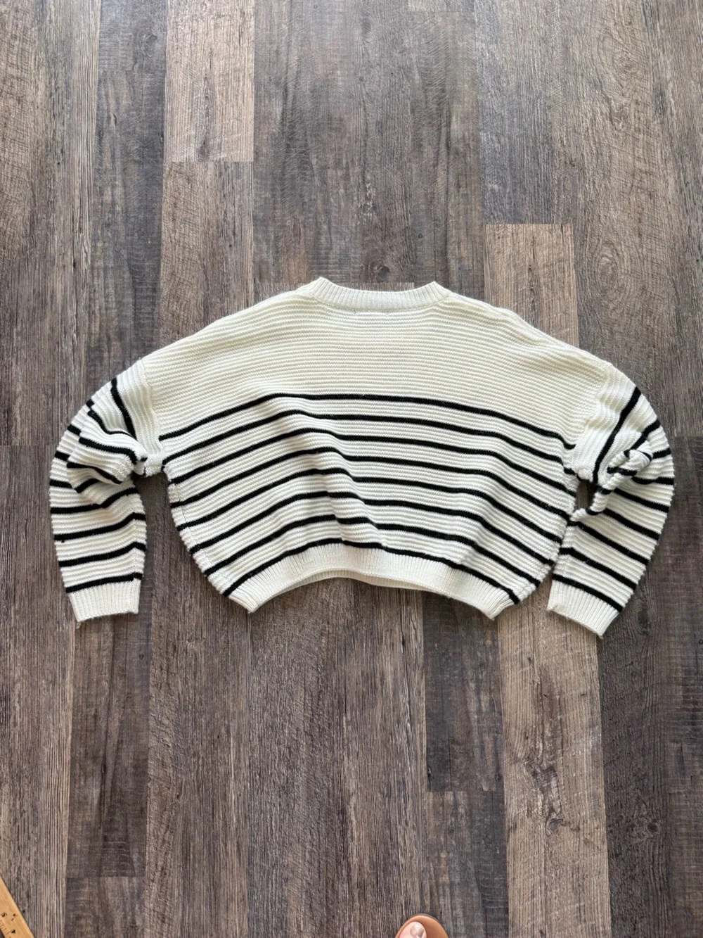 MIROH Striped Chunky Knit Sweater Cream Black Oversized Pullover M